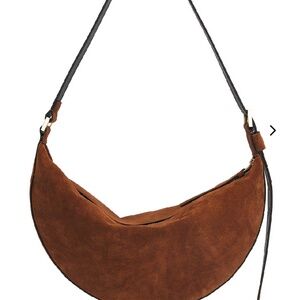 AllSaints Suede Crescent Crossbody Bag - Tan Brown Half Moon w/Dustbag